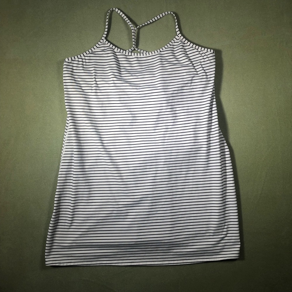 Athletic Works Active Dress Women XL White Black Striped Racerback Summer